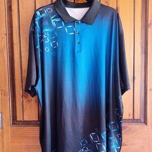 ZITY Men's Button Up 3D Print Polo Shirt. Plus Size 3XL